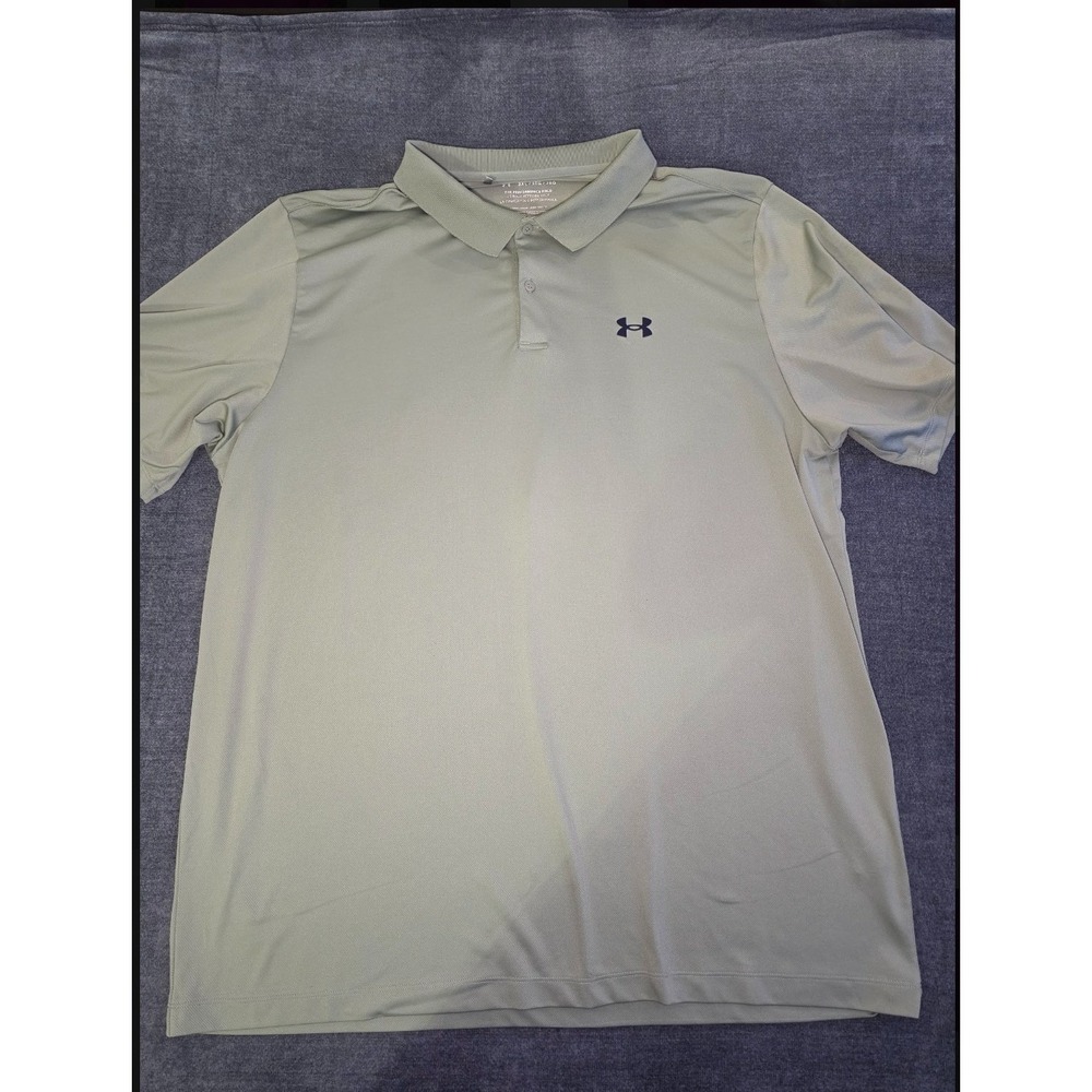 Under Armour Performance Polo Shirt Mens 3XL Sage Green Short Sleeve Loose Fit